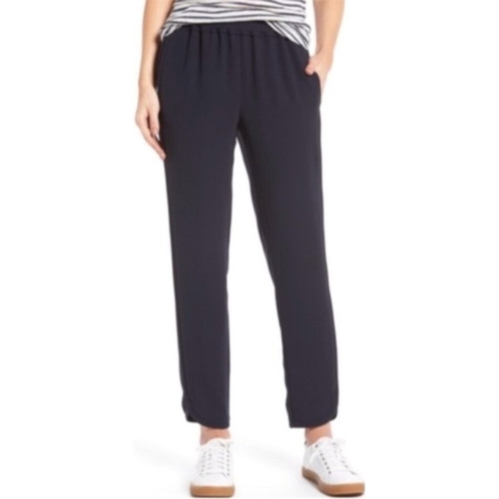 J.Crew Navy Blue Reese Pull On Taper Pants Elastic Waist 6 NEW B8523 $118